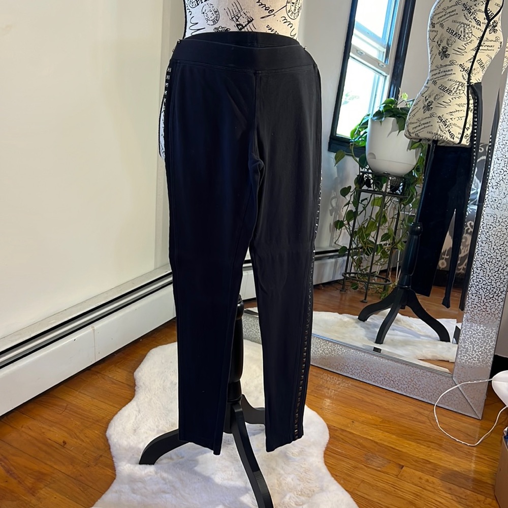 Leggings from Express with studs on the side of each leg.95% cotton 5% spandex